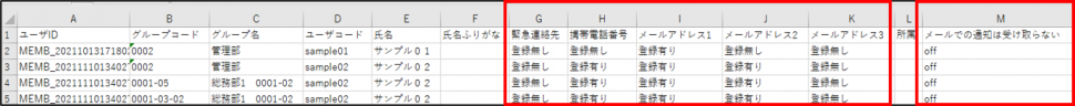 ユーザ情報CSV変更後