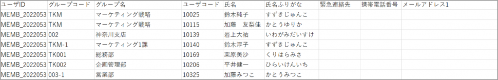 ユーザ情報CSV